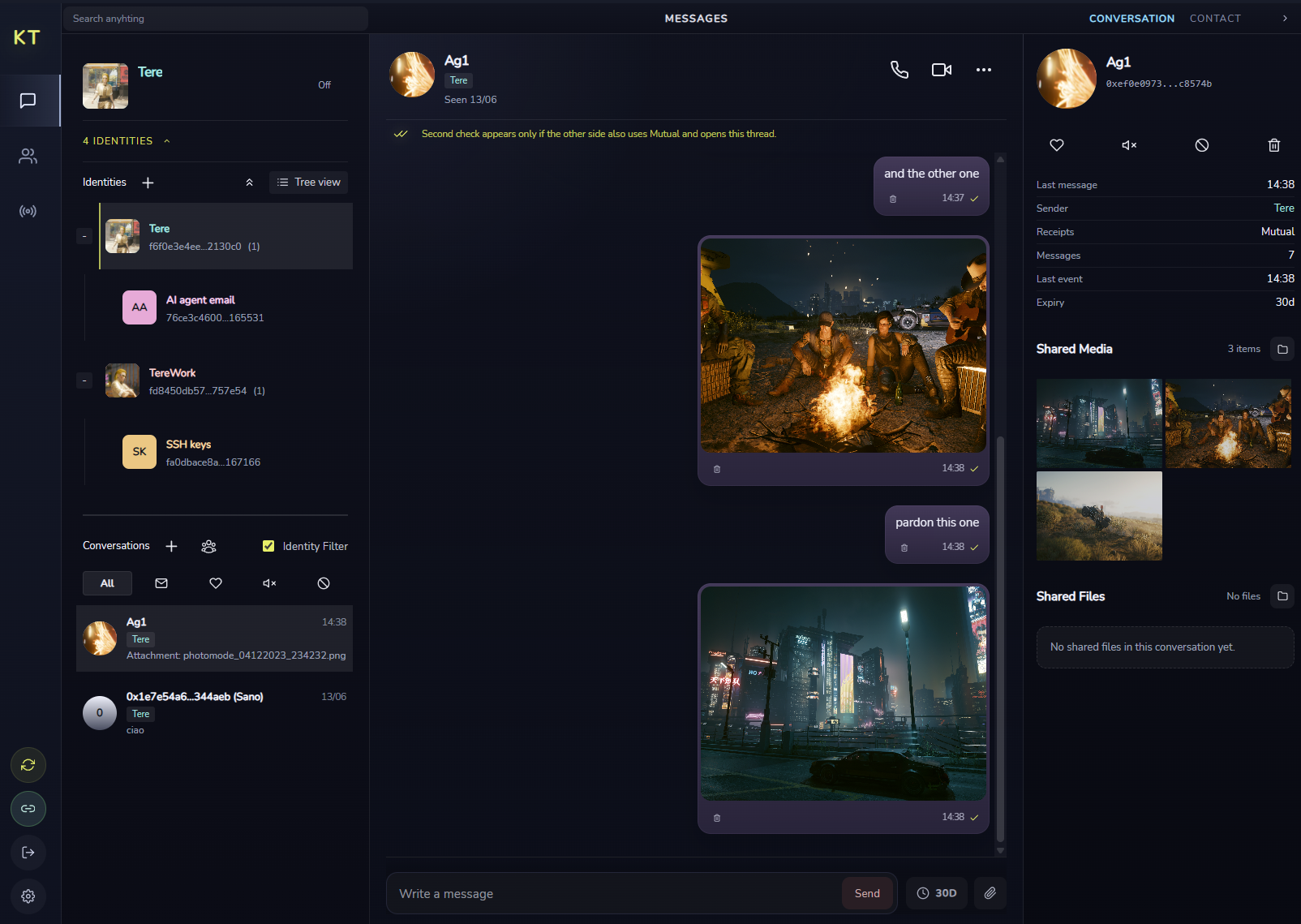 KyTalks encrypted conversation interface
